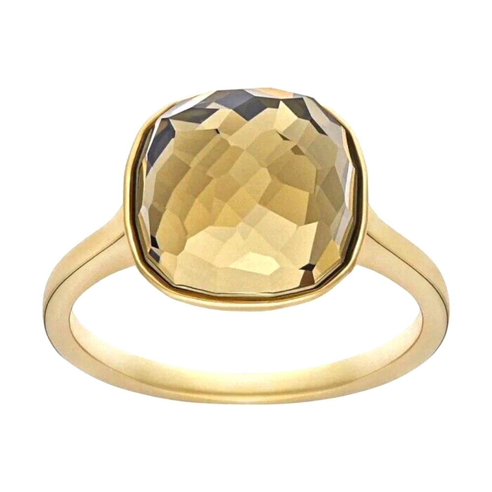 AUTHENTIC SWAROVSKI Dot Ring Brown Crystal Gold-plated 5184608 Size 55 / M